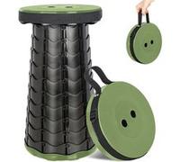 Fishtec – Tabouret pliable télescopique – Hauteur réglable 6–44,5 cm, Ø25,5 cm, ABS 130 kg, Noir/Vert