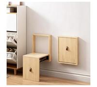 Tabouret Pliant Mural Bois Massif Chaise Pliante Poignées en Cuir avec Quincaillerie Renforcée Conception à Amortissement Silencieux Capacité 150 Kg Hauteur D'assise 39 Cm Épaisseur Plié 7 Cm