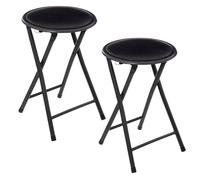 Tabouret Pliant Noir Lot de 2 - Structure Acier Robuste et Verrouillage Sécurisé - Idéal pour la Cuisine, Bureau ou Atelier