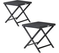 Tabouret pliant polyrotin noir 44x40x44cm table pliable table d’appoint balcon
