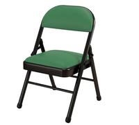 Tabouret Pliant Portable, Chaise de Bureau Pliante Confortable avec Coussin Rembourré en Cuir, sans Assemblage pour l'intérieur et l'Extérieur, Bureau, Salle à Manger, Mariage, Fête(Green)