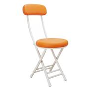 Tabouret Pliant Rembourré en PU avec Dossier, Tabouret de DéJeuner Compact et Pliable pour Adultes, Capacité de 100 Kg (Color : Orange)
