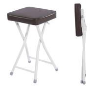 Tabouret Pliant sans Dossier de 49 cm avec Assise carrée rembourrée | Charge maximale : 120 kg | pour la Maison, la Cuisine et l'extérieur | Marron