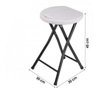 Tabouret Pliant - URBAN LIVING - Réception - Dia.30 cm - H.45 cm - Blanc