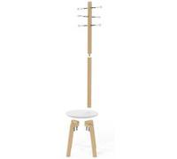 Tabouret porte-manteau 6 crochets bois PILLAR UMBRA Bois Blanc Naturel G