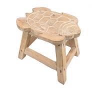 Tabouret / Porte-Plante en bois motif Tortue 30cm