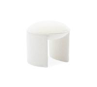 Tabouret pouf bouclette texturée blanche L 44 x P 44 x H 42cm -SHAWN