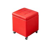 Tabouret Pouf Coffre Boîte De Rangement Repose-Pied Cube Siège Gagner De l'espace roulettes Canapé Bancs(Red,47.2" x 15.7" x 18.1")