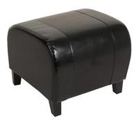 Mendler Tabouret Pouf Cuir EMMEN, 39x45x47cm - Noir