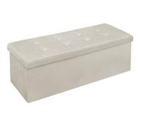 WOLTU Banc de Rangement Pliable, Pouf Tabouret Rembourré de Grande Capacité de 118L, Charger 300KG, en Lin, 110x37,5x38cm, Crème