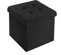 Tabouret Pouf de Rangement en Velours - WOLTU - Noir - 38L - Pliable