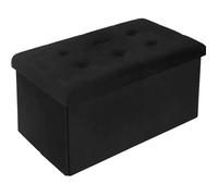 Tabouret Pouf de Rangement en Velours - WOLTU - Noir - Vintage - 80L de capacité de stockage