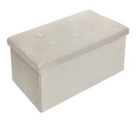 WOLTU Banc de Rangement en Velours, Tabouret Pouf Pliable, Capacité de Charge 300 kg, 80 L 76x37,5x38 cm Crème