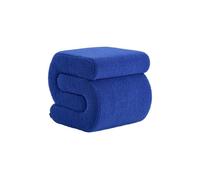 Tabouret / pouf design revêtement bouclette bleu 1 place L 43 x P 47 x H 45cm - Sasha