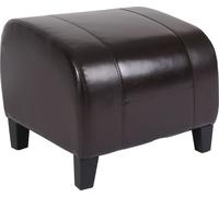 Tabouret Pouf Emmen, cuir + similicuir, 37x45x47 cm FSC®- ~ marron