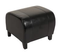 Tabouret Pouf Emmen, cuir + similicuir, 37x45x47 cm FSC®- ~ noir