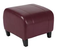 Tabouret Pouf Emmen, cuir + similicuir, 37x45x47 cm FSC®- ~ rouge