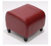 Mendler Tabouret Pouf Cuir EMMEN, 39x45x47cm - Rouge