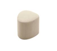 tabouret. pouf en forme de galet en tissu beige. TAO L 60 x P 44 x H 40cm