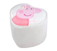 Tabouret pouf en velours imprimé et bois peppa pig beige / cœur TU