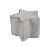 Tabouret pouf étoile en velours et bois lil sofa gris argenté TU