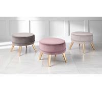 Tabouret Pouf Ottomane Moderne Luxe Tissu Design Salon Rose Rond