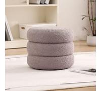 Tabouret Pouf Rond Ottoman Chaise de Vanité et Repose-Pieds Doux pour Salon, Chambre à Coucher, Maquillage Siège de Sol Bas, Tabouret à Langer et de Coiffeuse(Gray,M)