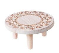Tabouret pour Plantes 6, 3 x 3, 2 Pouces, Support Rond en Bois à Motif de Fleurs, Petit Tabouret décoratif en Bois pour Bureau, Maison, Patio, Jardin, Meubles d'exposition en Pot d'intérieur S