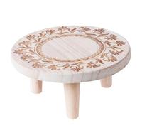 Tabouret pour Plantes, rehausseur Rond pour Plantes 6.3x3.2, Support en Bois à Motif de Fleurs, Petit Tabouret décoratif en Bois pour Bureau, Maison, Patio, Jardin S