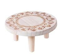 Tabouret pour Plantes, rehausseur Rond pour Plantes 8, 7x3, 9, Support en Bois à Motif de Fleurs, Petit Tabouret décoratif en Bois pour Bureau, Maison, Patio, Jardin M