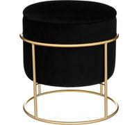 Tabouret Rangement "Eliane" - velours et métal - noir - Atmosphera créateur d'intérieur