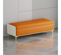 Tabouret Rangement Moderne Rectangulaire Garnie Similicuir Tabouret Fin de Lit avec Espace Rangement Long Tabouret Rangement Supplémentaire Repos-Pieds avec Rangement(I,150*40*40CM/59.1*15.7*15.7IN)