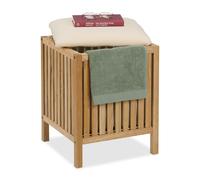 Relaxdays Tabouret avec Rangement, capacité : 30 litres, H x L x P : 51 x 38 x 38 cm, Nature et Beige