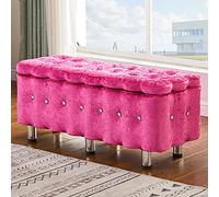 Tabouret rectangulaire de grande capacité rembourré avec pieds en métal, pour salon et chambre à coucher, design polyvalent, 90 x 40 x 42 cm, décoration d'intérieur élégante, rouge