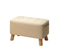 Tabouret rectangulaire rembourré Lin, Banc à Chaussures Bois Poche latérale, Repose-Pied Multifonction for entrée Salon Canard Dressing Maison(Beige)