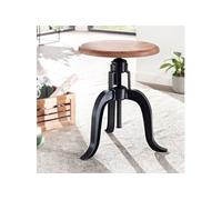 Tabouret réglable et pivotant 39x39x48/62,5 cm en acacia et fer