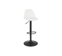Tabouret réglable 'LANCELOT' en tissu bouclé blanc et pied en métal noir Blanc, Noir;Blanc