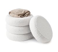 Tabouret Relaxdays en bouclé rembourré, HxP 47x42 cm, blanc | fourrure synthétique, chambre/salon