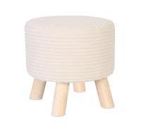 Tabouret Relaxdays en Cord, Pieds en Bois, rembourré, H x P : 30 x 30 cm, Rond, Repose-Pieds, Salon, Beige/Nature