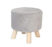 Tabouret Relaxdays en Cord, Pieds en Bois, rembourré, H x P : 30 x 30 cm, Rond, Repose-Pieds, Salon, Gris Clair/Nature
