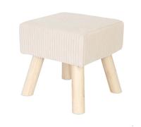 Tabouret Relaxdays en velours côtelé, pieds en bois, rembourré, HxLxP : 30x30x30 cm, carré, pouf, beige/nature