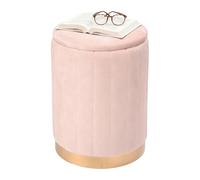 Tabouret Relaxdays en Velours, Tabouret avec Rangement, rembourré, H x P : 42 x 32 cm, Tabouret Rond, Salon, Vieux Rose