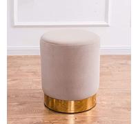 Tabouret rembourré Compact et Doux, Pouf cubique rembourré avec Bordure dorée, Repose-Pieds Rond en Velours, idéal