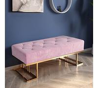 Tabouret Repose-Pieds décoratif Confortable pour Chambre à Coucher, Salon, Couloir, Banc de Chambre capitonné en Velours, Banc à Chaussures d'entrée Moderne avec Base en métal, Rose 80 x 40