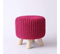 Tabouret Repose-Pieds Fait Main, Pouf Lavable, Petit Repose-Pieds Rond en Coton Doux et Confortable, idéal pour l'entrée ou Le Salon - J 30x30cm