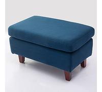 Tabouret repose-pieds moderne en bois massif rembourré en coton et lin pour salon multifonctionnel pour canapé et lit 75 x 45 x 43 cm