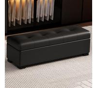 Tabouret repose-pieds moderne pour chambre à coucher - Banc à langer d'entrée en cuir capitonné, élégant pouf de couloir avec rangement, repose-pieds rembourré confortable