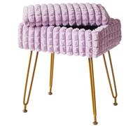 Tabouret repose-pieds ottoman, siège de maquillage en velours, motif quadrillage carré, pieds en acier doré, idéal pour salle de maquillage et chambre à coucher