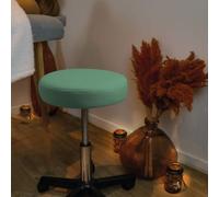 Tabouret rond à roulettes réglable en hauteur de 43.5 à 60.5 cm et pivotable à 360° - Vert pastel - Vivezen Vert pastel G