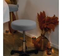 Vivezen – Tabouret rond à roulettes réglable de 43.5 à 60.5 cm pivotable à 360° – Gris